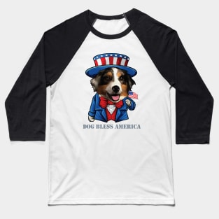 Australian Shepherd Dog Bless America Baseball T-Shirt